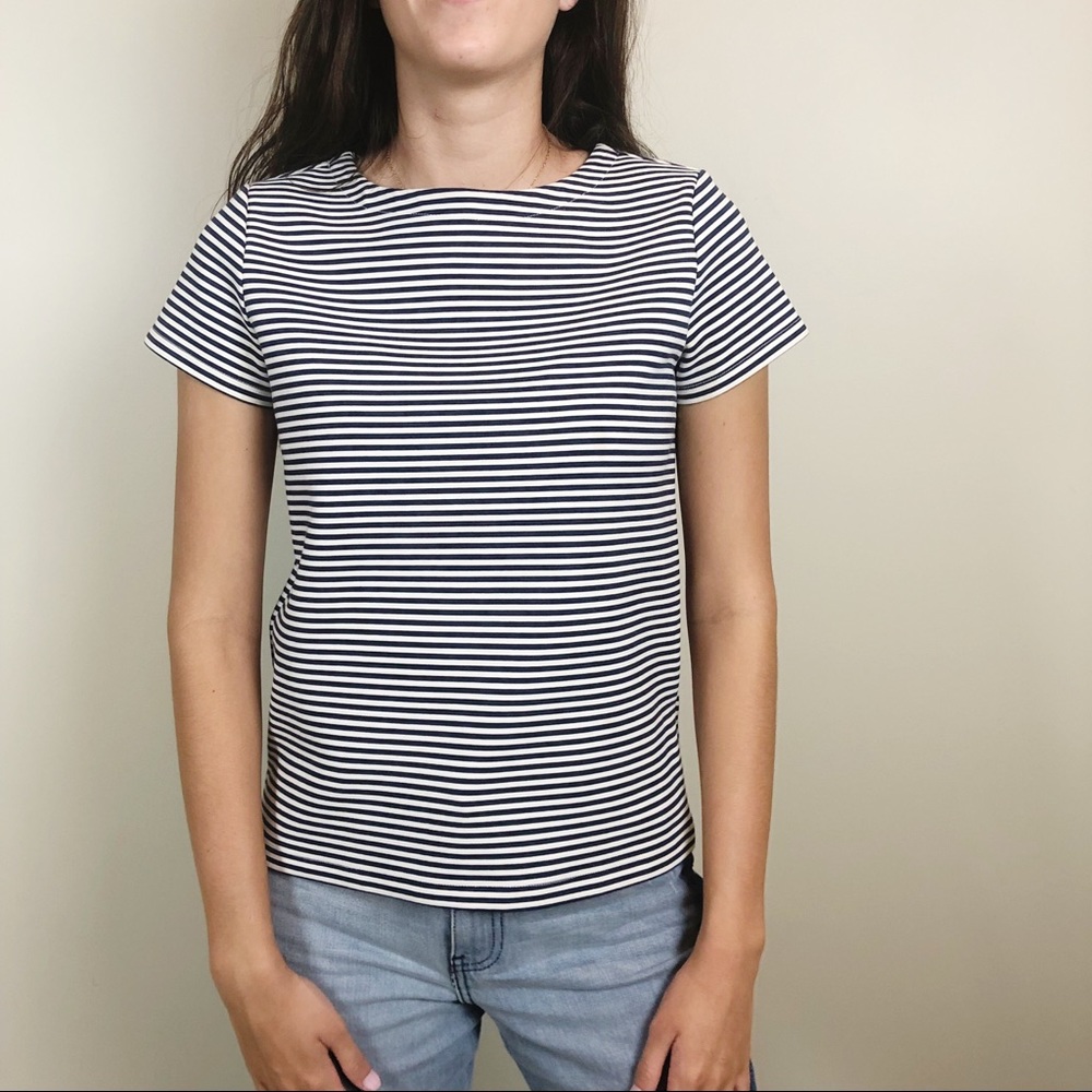 Theory Laveneg Striped Structured Tee Shirt